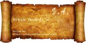 Vrbik András névjegykártya